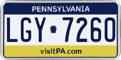 PA license plate LGY7260