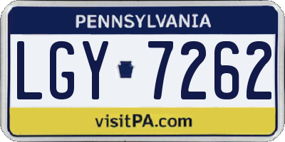 PA license plate LGY7262