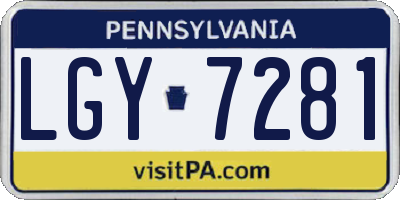 PA license plate LGY7281