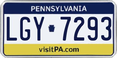 PA license plate LGY7293
