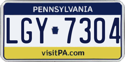 PA license plate LGY7304