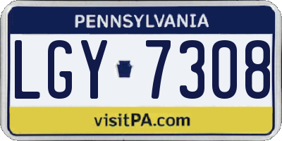 PA license plate LGY7308