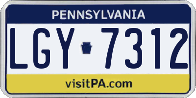 PA license plate LGY7312