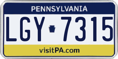 PA license plate LGY7315