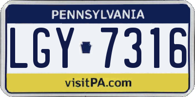 PA license plate LGY7316