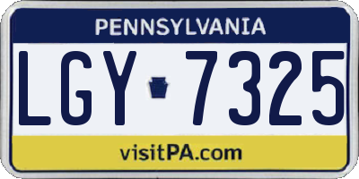 PA license plate LGY7325