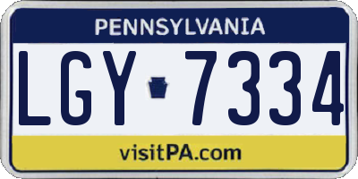 PA license plate LGY7334