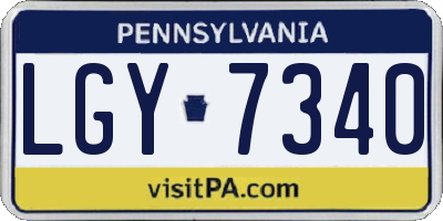 PA license plate LGY7340