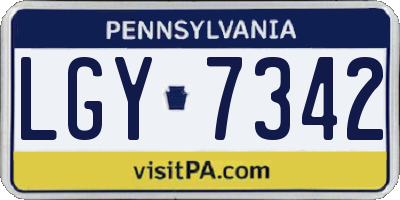 PA license plate LGY7342