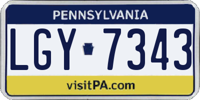 PA license plate LGY7343