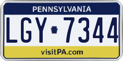 PA license plate LGY7344