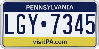 PA license plate LGY7345