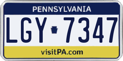 PA license plate LGY7347