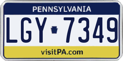 PA license plate LGY7349