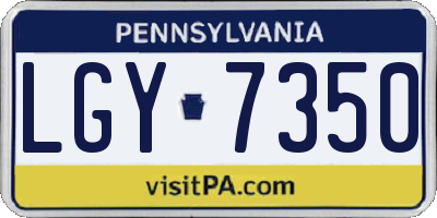 PA license plate LGY7350