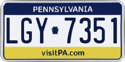 PA license plate LGY7351
