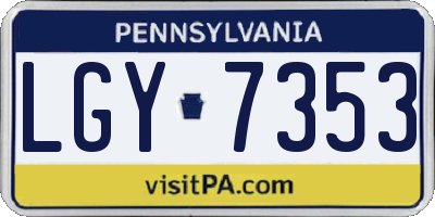 PA license plate LGY7353