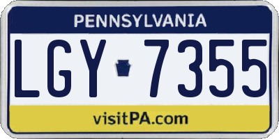 PA license plate LGY7355