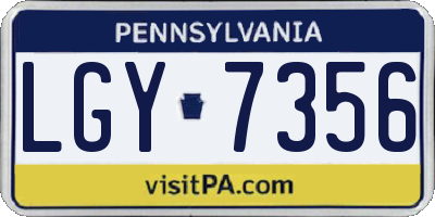PA license plate LGY7356