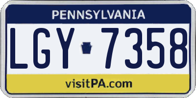 PA license plate LGY7358