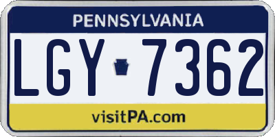PA license plate LGY7362
