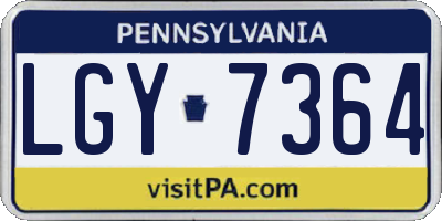 PA license plate LGY7364