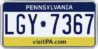 PA license plate LGY7367