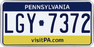 PA license plate LGY7372