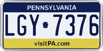 PA license plate LGY7376