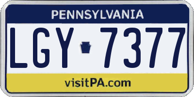 PA license plate LGY7377