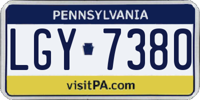 PA license plate LGY7380