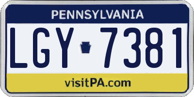 PA license plate LGY7381