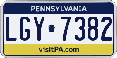 PA license plate LGY7382