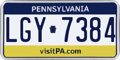PA license plate LGY7384
