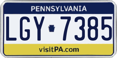 PA license plate LGY7385