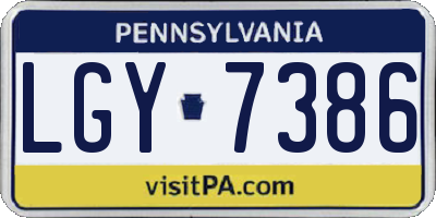 PA license plate LGY7386