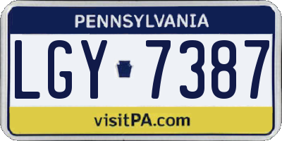 PA license plate LGY7387