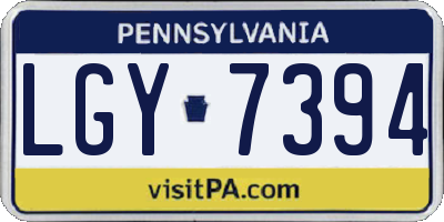 PA license plate LGY7394