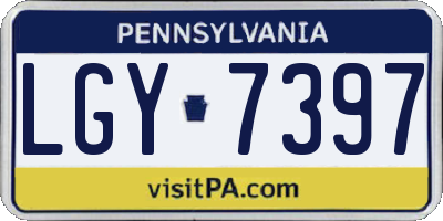 PA license plate LGY7397