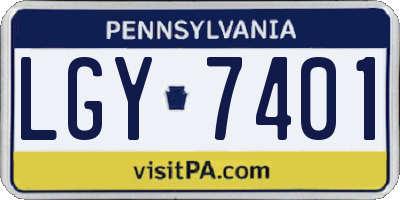 PA license plate LGY7401