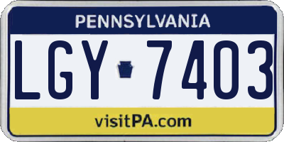PA license plate LGY7403