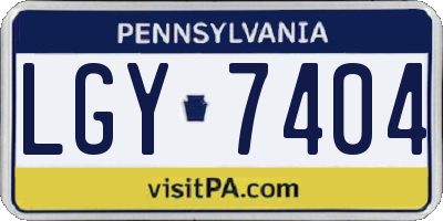 PA license plate LGY7404