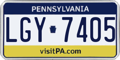 PA license plate LGY7405