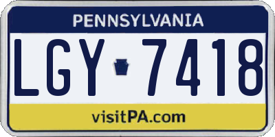 PA license plate LGY7418