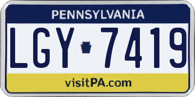 PA license plate LGY7419