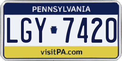 PA license plate LGY7420