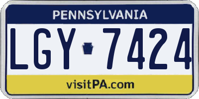PA license plate LGY7424