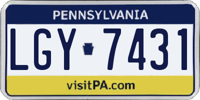 PA license plate LGY7431