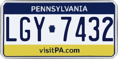 PA license plate LGY7432