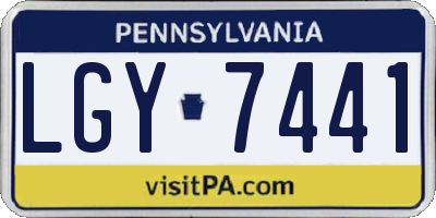 PA license plate LGY7441